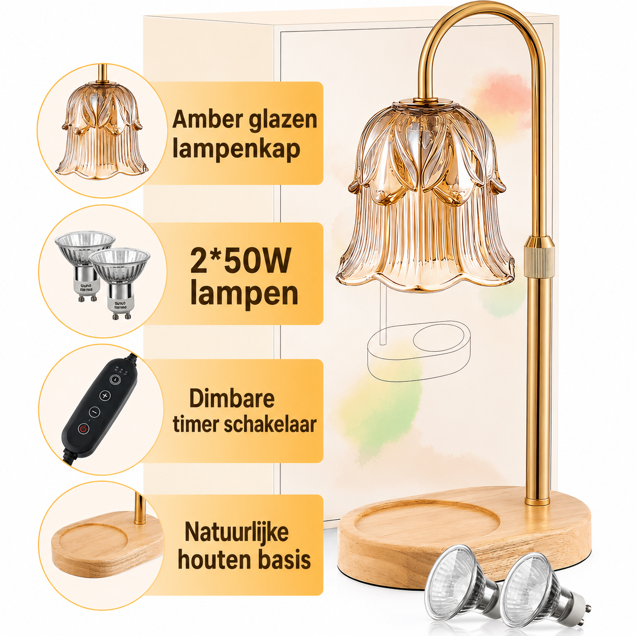CandleGlow | Metalen Kaarsenwarmerlamp Met Timer