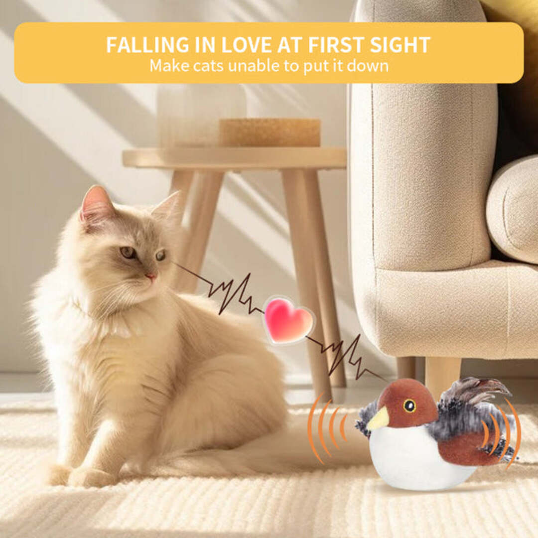ChirpChase | Interactieve Vogel met Chirp en Flapperende Vleugels voor Katten
