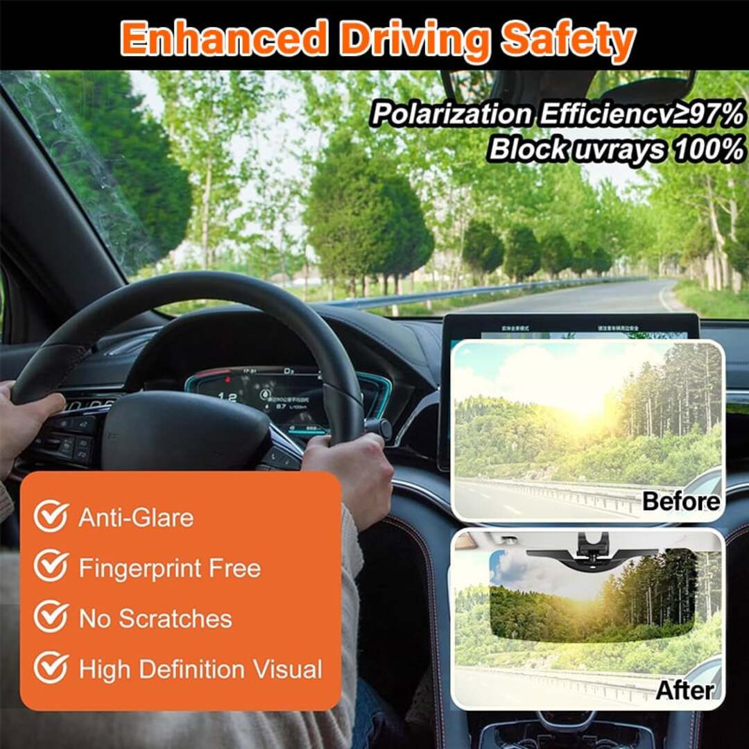 DriveShield | Gepolariseerde zonneklep voor helder zicht en minder verblinding tijdens het rijden