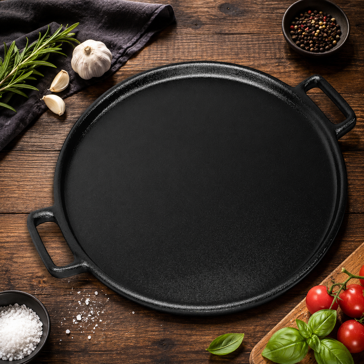 CrispPan | 14 Inch Gietijzeren Pizzapan Voor Een Krokante Bodem