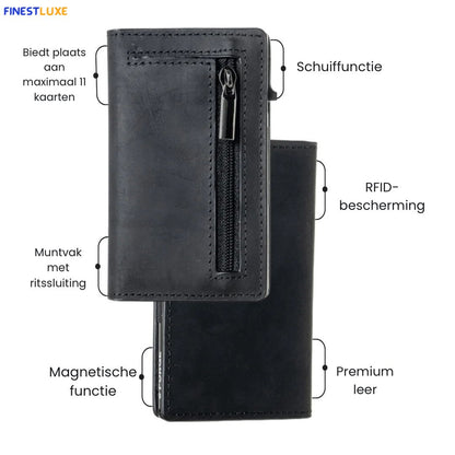 CardSlide | Compacte RFID Wallet met Ruimte voor Kaarten & Contant Geld
