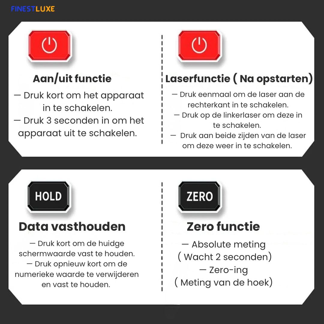 AngelPro Finder | Digitale Hoek- & Niveaumeter met Magnetische Laser