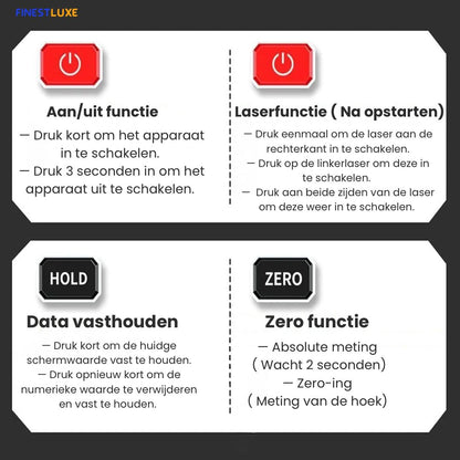 AngelPro Finder | Digitale Hoek- & Niveaumeter met Magnetische Laser