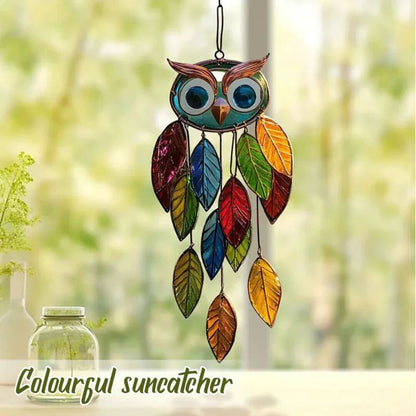 BrightFeather | Decoratieve Glaslook Uil voor Zonlicht en Kleur