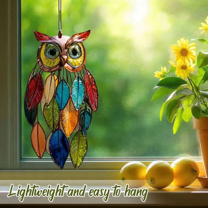 BrightFeather | Decoratieve Glaslook Uil voor Zonlicht en Kleur