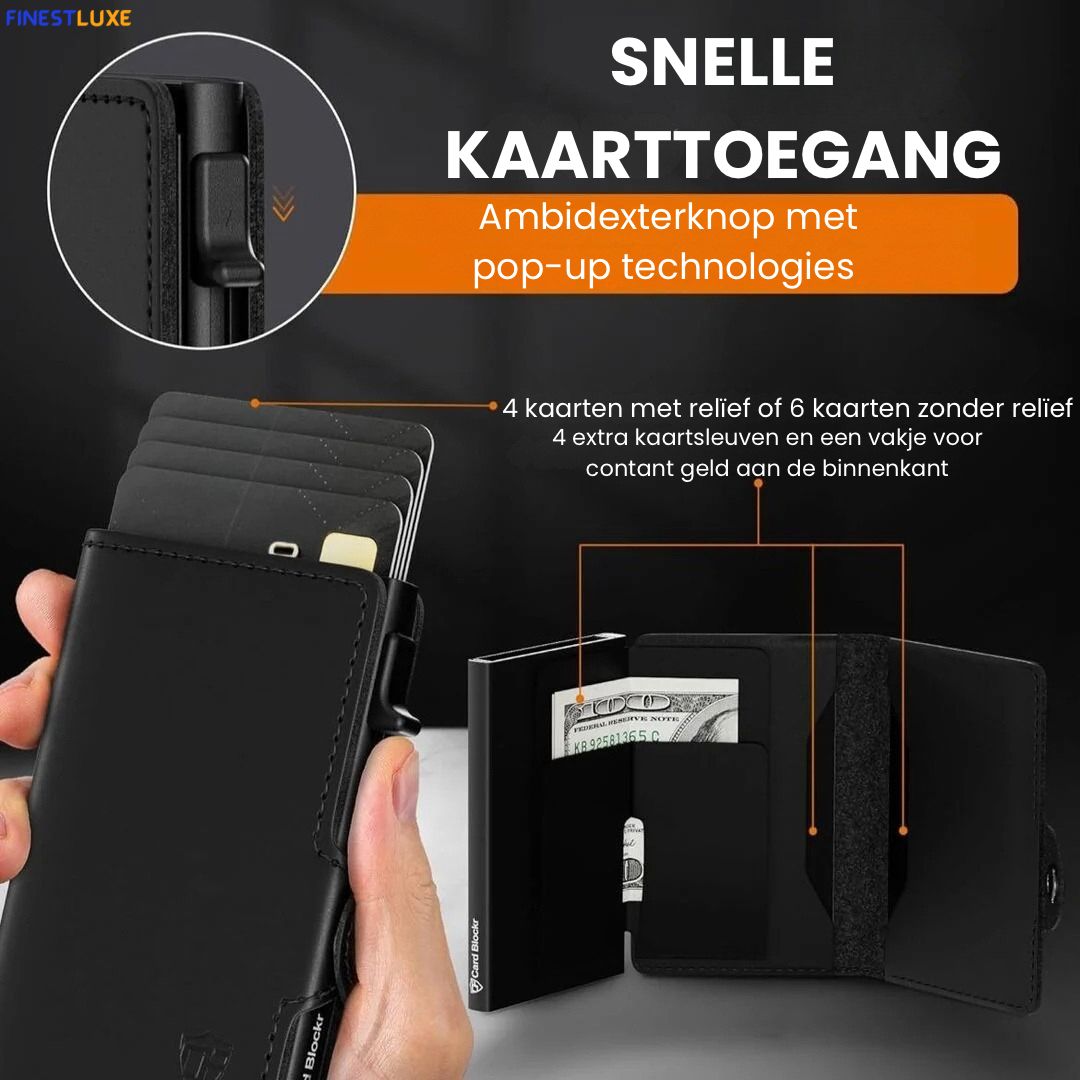 CardSlide | Compacte RFID Wallet met Ruimte voor Kaarten & Contant Geld