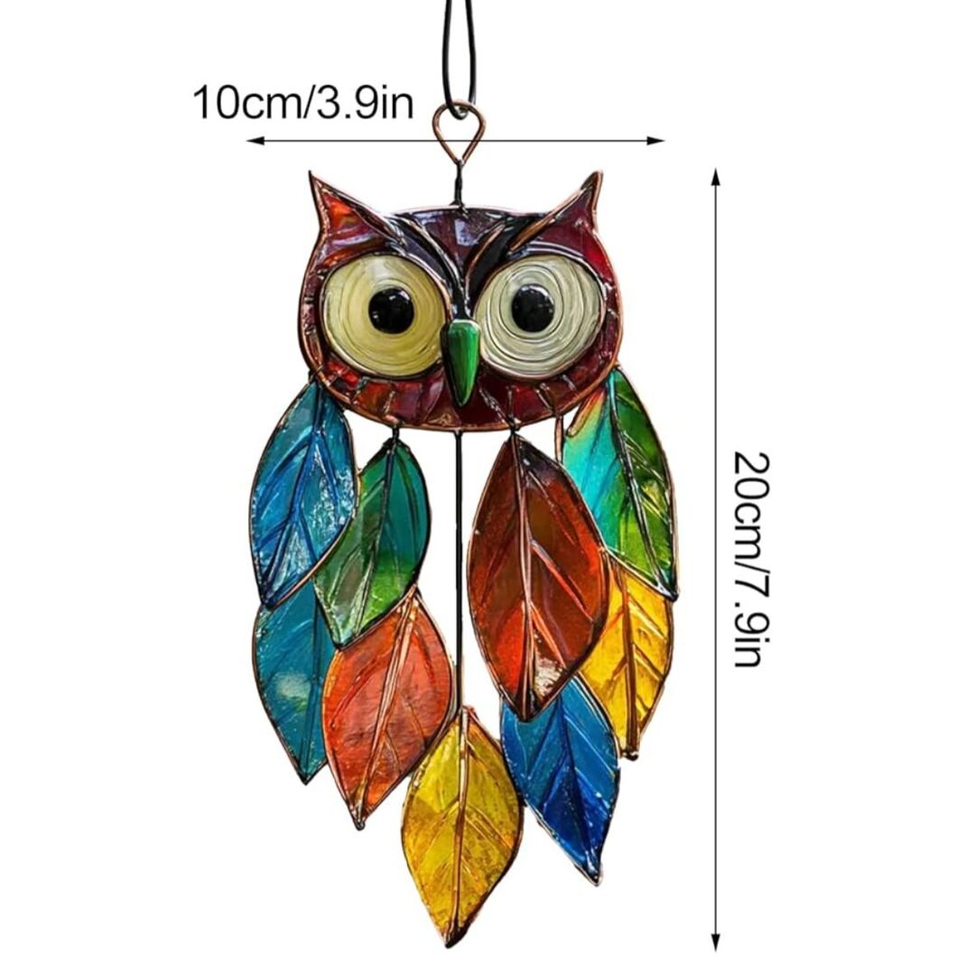 BrightFeather | Decoratieve Glaslook Uil voor Zonlicht en Kleur