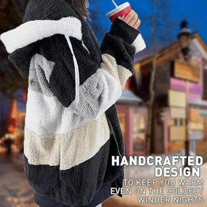 WinterHug | Warme Winterjas van Pluche met Colorblock Design