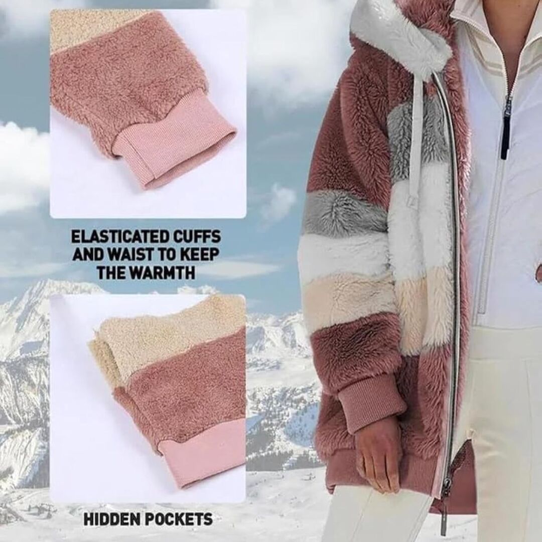 WinterHug | Warme Winterjas van Pluche met Colorblock Design
