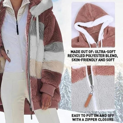 WinterHug | Warme Winterjas van Pluche met Colorblock Design