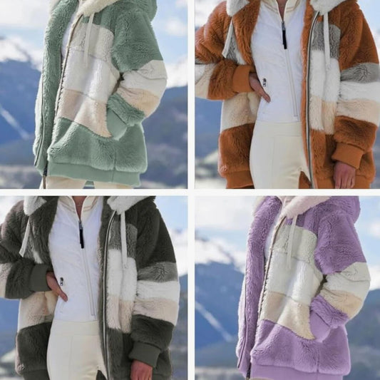 WinterHug | Warme Winterjas van Pluche met Colorblock Design