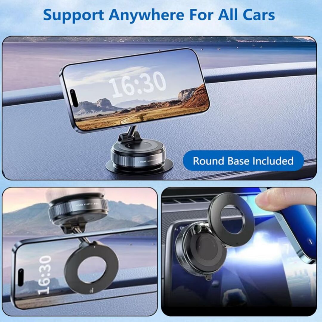 QuickMount | Ultieme Telefoonhouder voor Auto en Meer met MagSafe en Vacuüm Grip