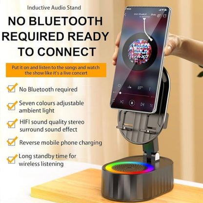 GlowStand | 5-in-1 Draadloze Inductie Speaker met Verlichting & Telefoonhouder