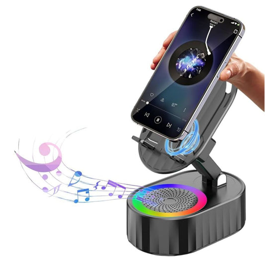 GlowStand | 5-in-1 Draadloze Inductie Speaker met Verlichting & Telefoonhouder