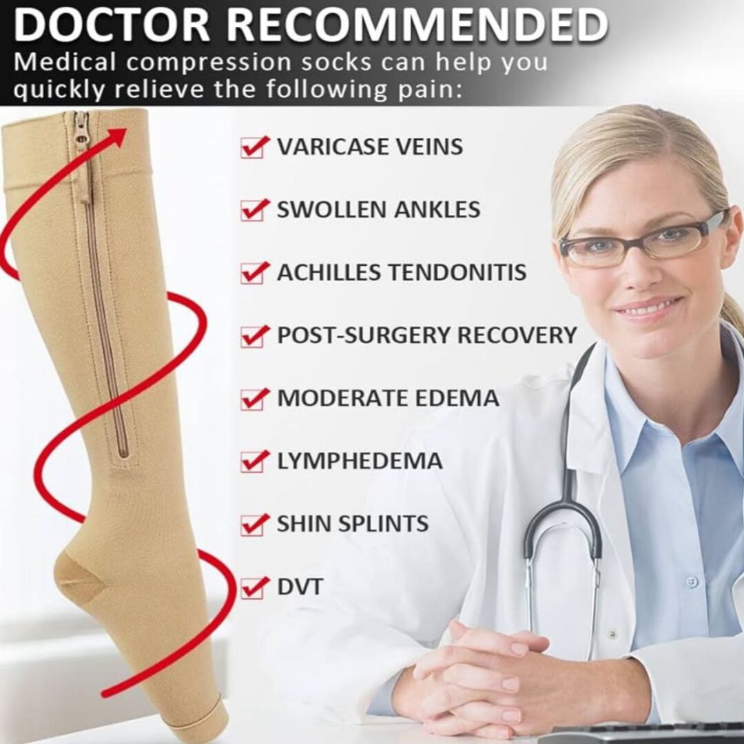 StepSupport | Compressiesokken met Ritssluiting voor Dagelijks Comfort