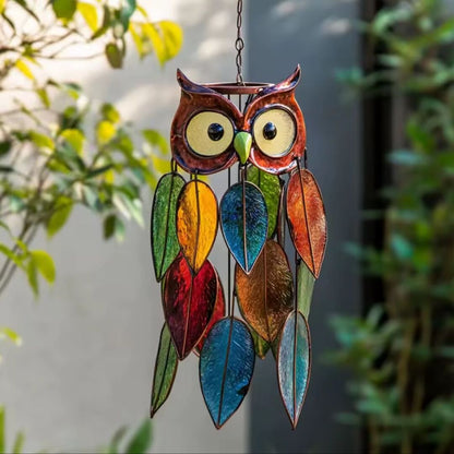 BrightFeather | Decoratieve Glaslook Uil voor Zonlicht en Kleur