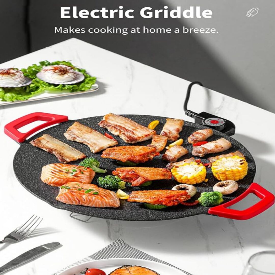 KitchenGrill | Multifunctionele Ronde Elektrogrill voor Makkelijk Grillen & Bakken