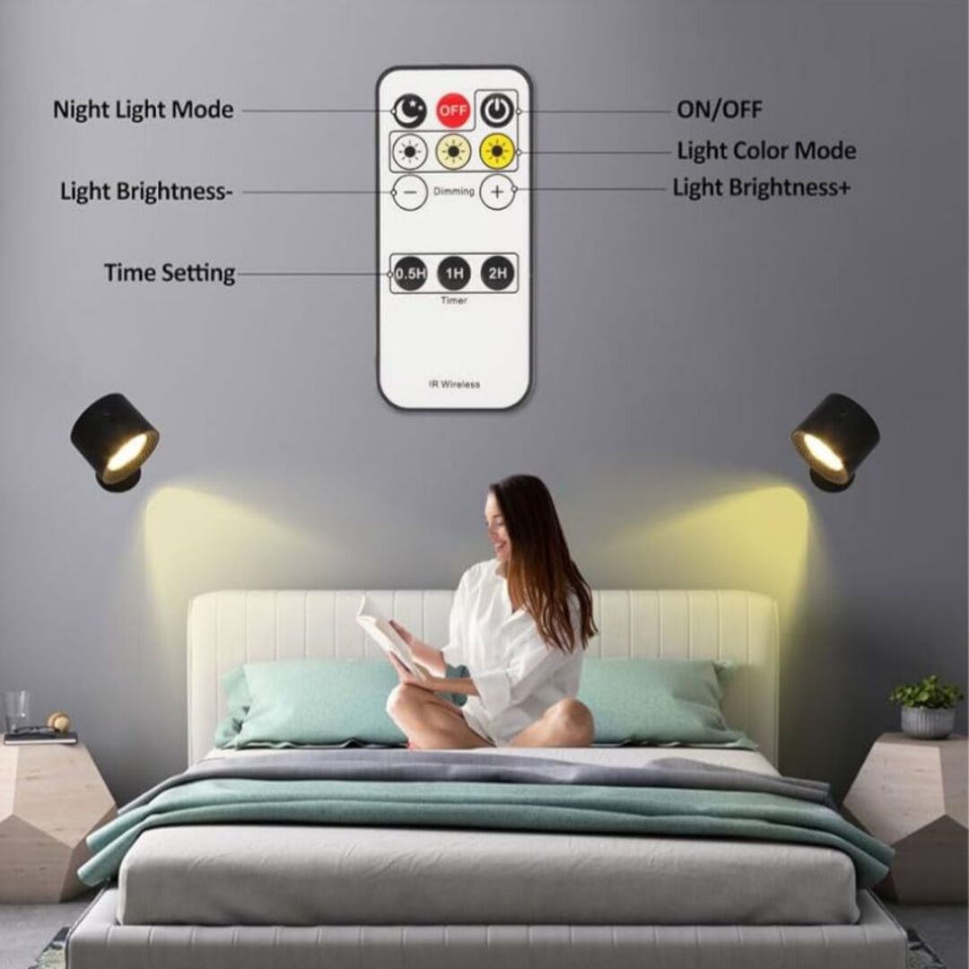 LumoGlow | Dimbare Draadloze LED Wandlamp met Afstandsbediening