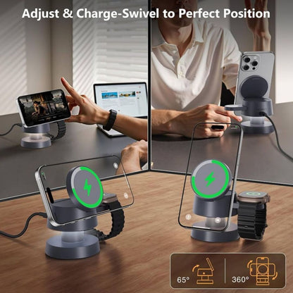 PowerDock | Opvouwbare Magnetische Draadloze Oplader met Nachtlamp