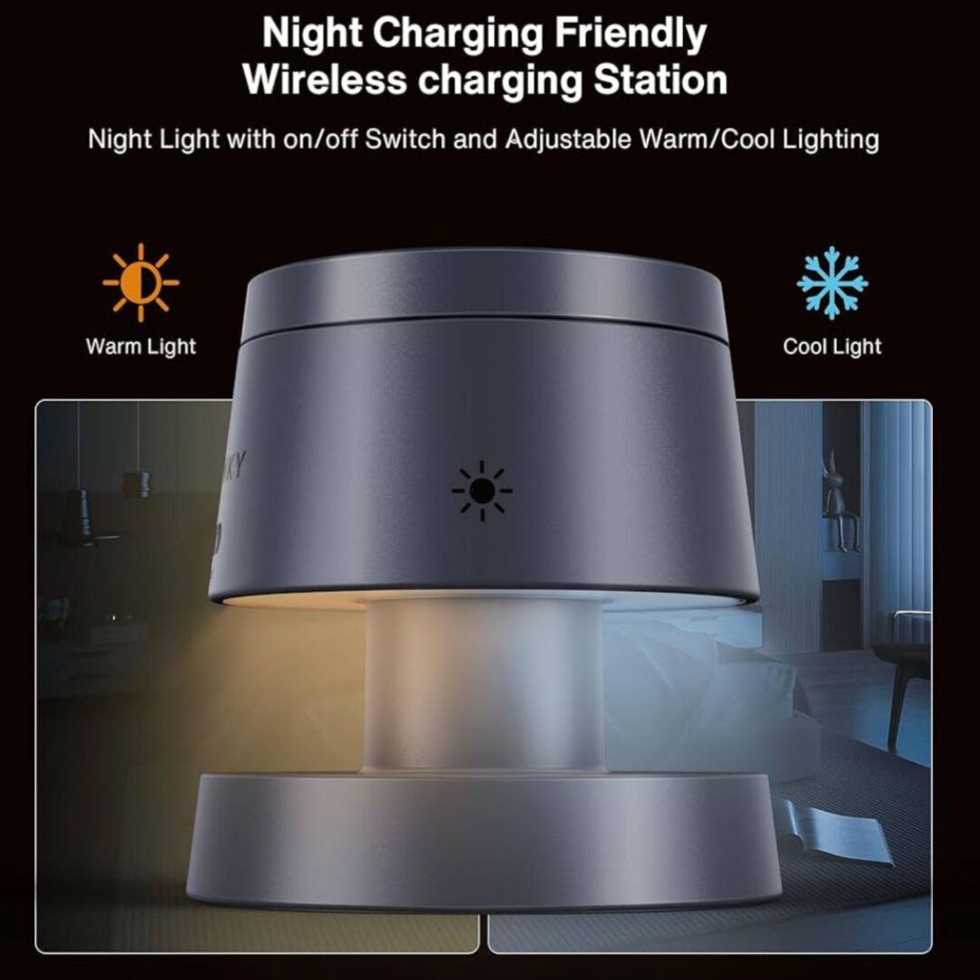 PowerDock | Opvouwbare Magnetische Draadloze Oplader met Nachtlamp