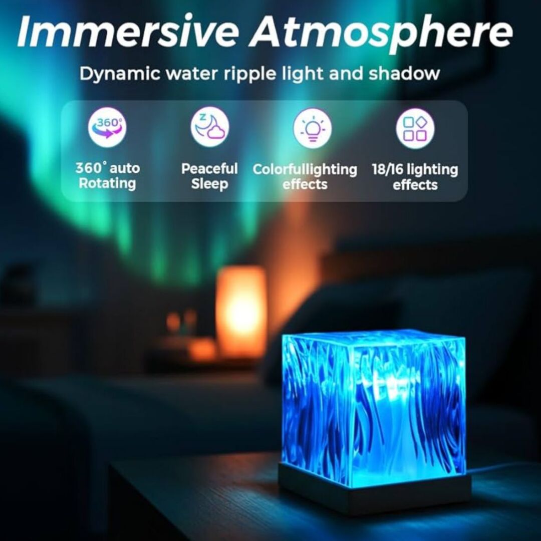 LumeGlow | 360° Projectie Lamp met 17 Kleuren voor Ontspanning en Energie