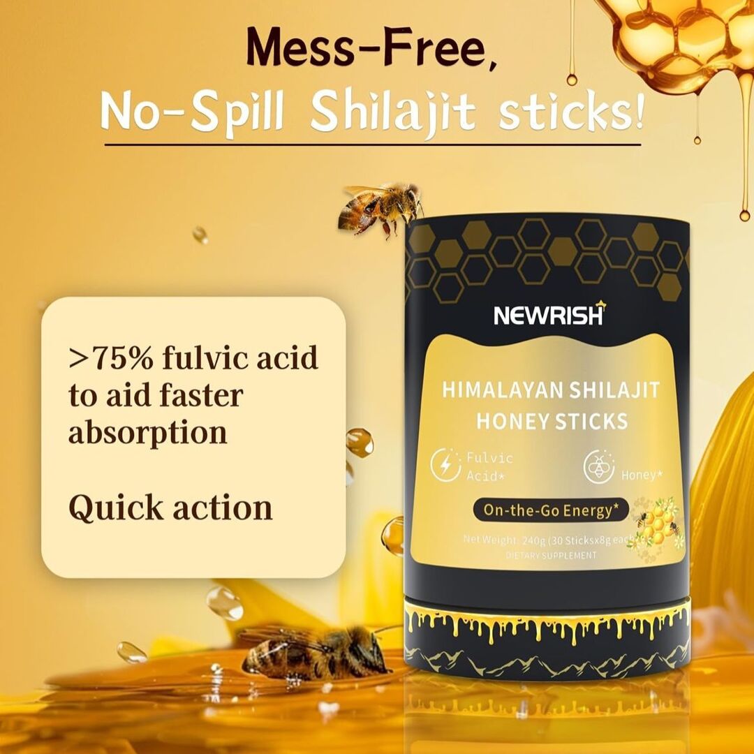 Newrish | Honingsticks met Himalaya Shilajit & Kasjmir Saffraan