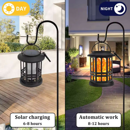 VividFlame | Solar Lantaarn met Flikkerend Vlam-effect voor Sfeervolle Tuinen