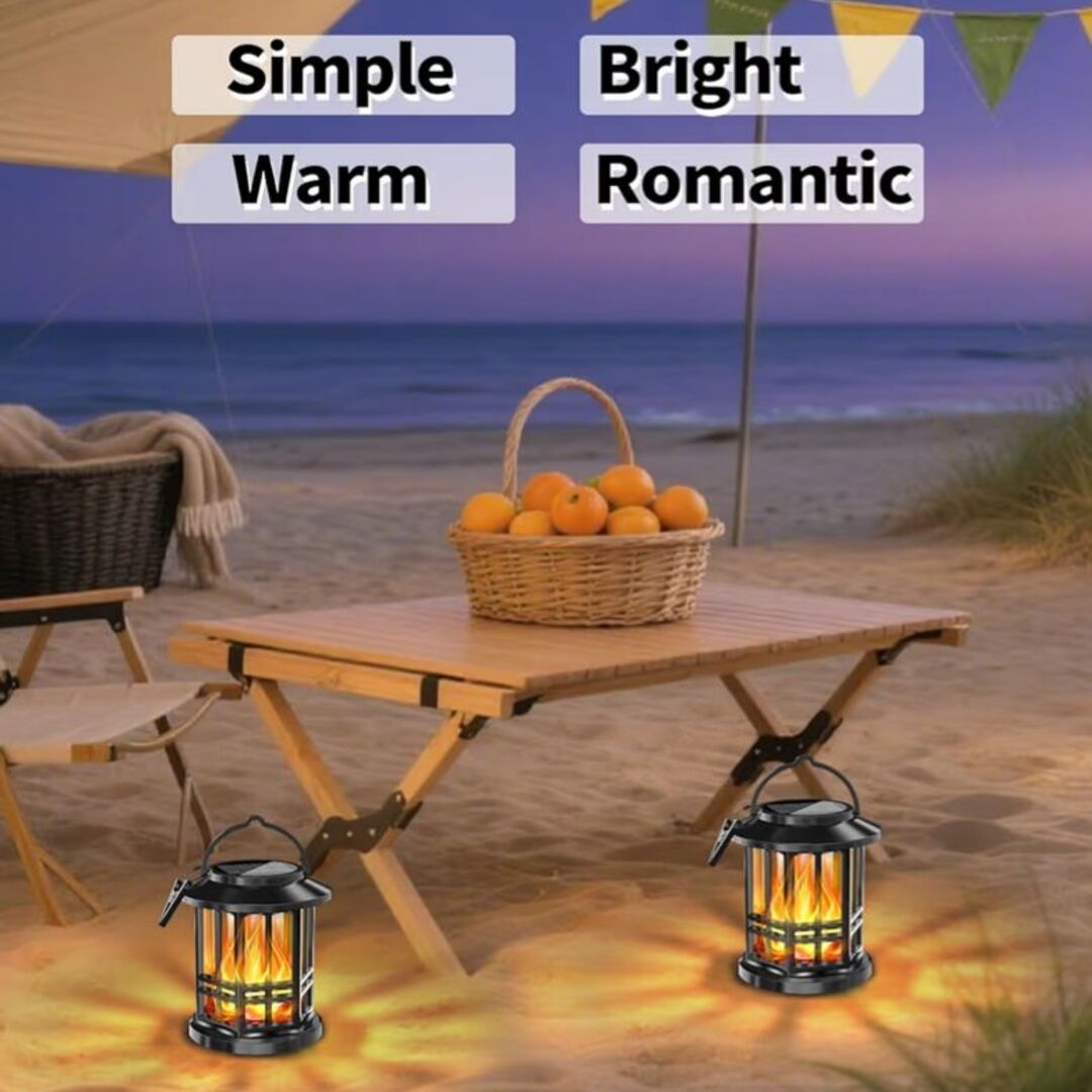 VividFlame | Solar Lantaarn met Flikkerend Vlam-effect voor Sfeervolle Tuinen