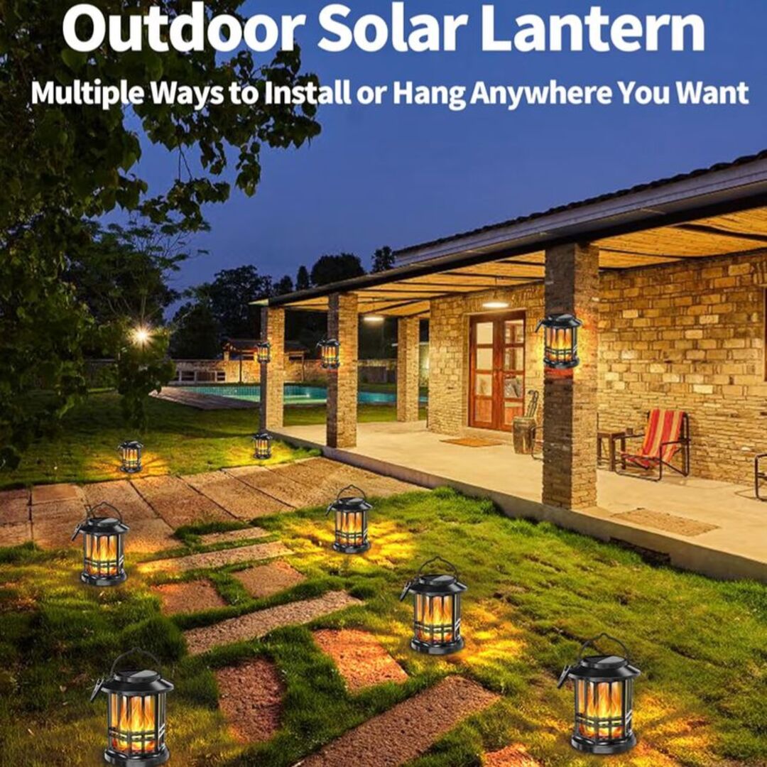 VividFlame | Solar Lantaarn met Flikkerend Vlam-effect voor Sfeervolle Tuinen