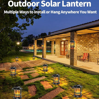 VividFlame | Solar Lantaarn met Flikkerend Vlam-effect voor Sfeervolle Tuinen
