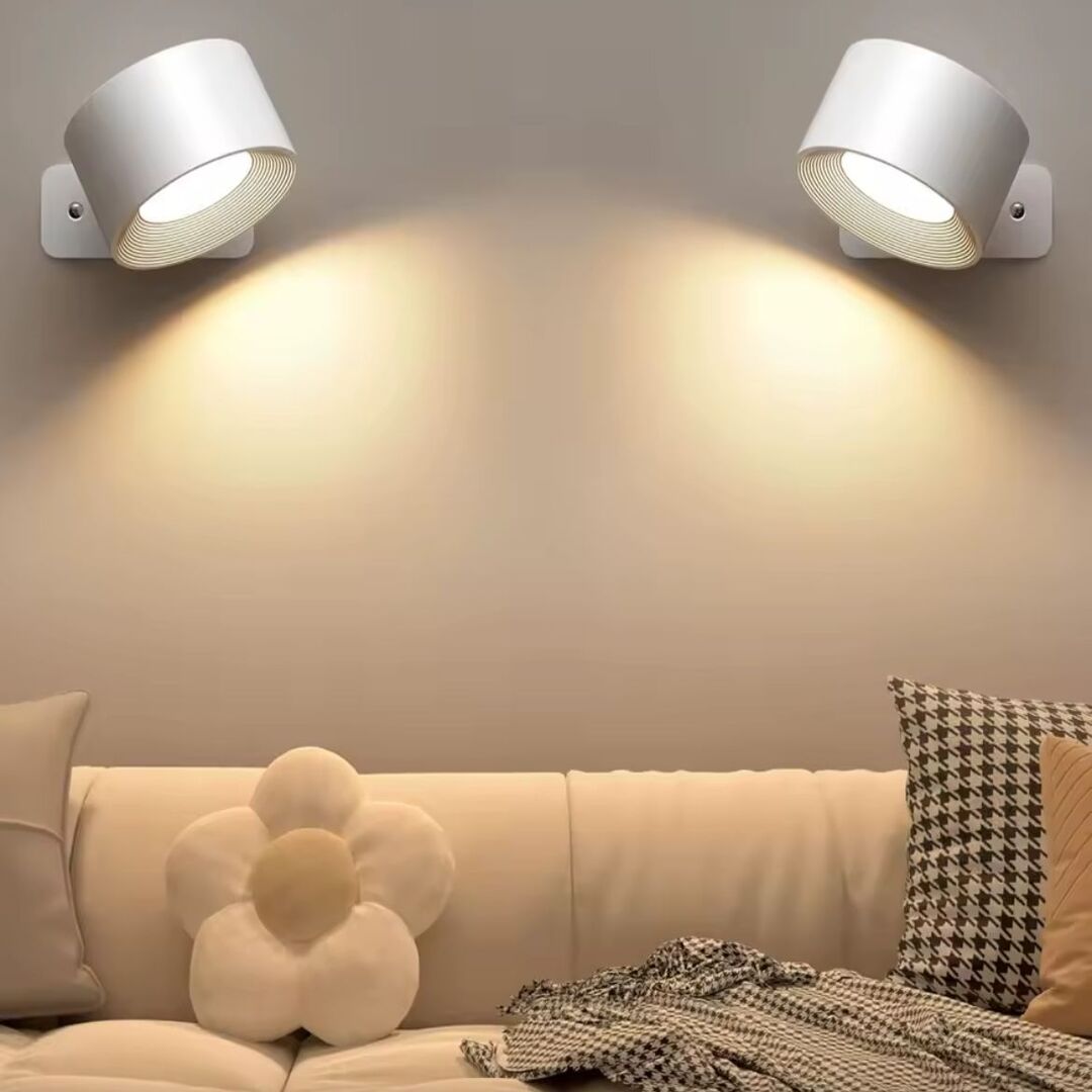 LumiWall | Minimalistische Wandlamp met 360° Rotatie & Draadloze Verlichting