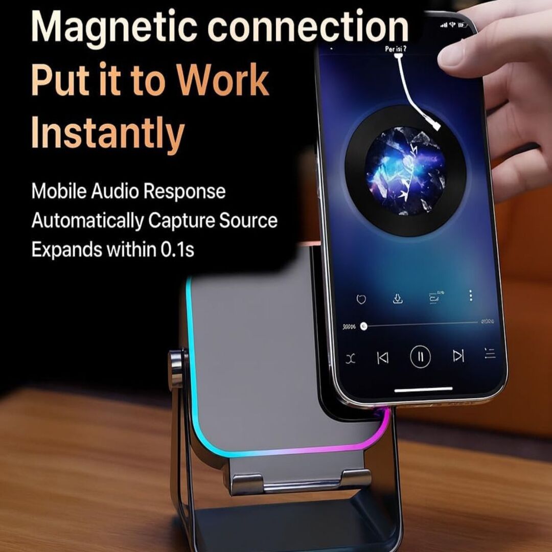 AeroTune | 5-in-1 Draagbare Speaker met Inductiegeluid, Oplaadfunctie en LED-sfeerlicht