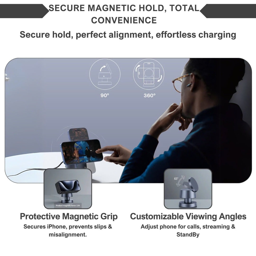 PowerDock | Opvouwbare Magnetische Draadloze Oplader met Nachtlamp