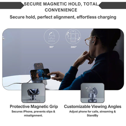 PowerDock | Opvouwbare Magnetische Draadloze Oplader met Nachtlamp